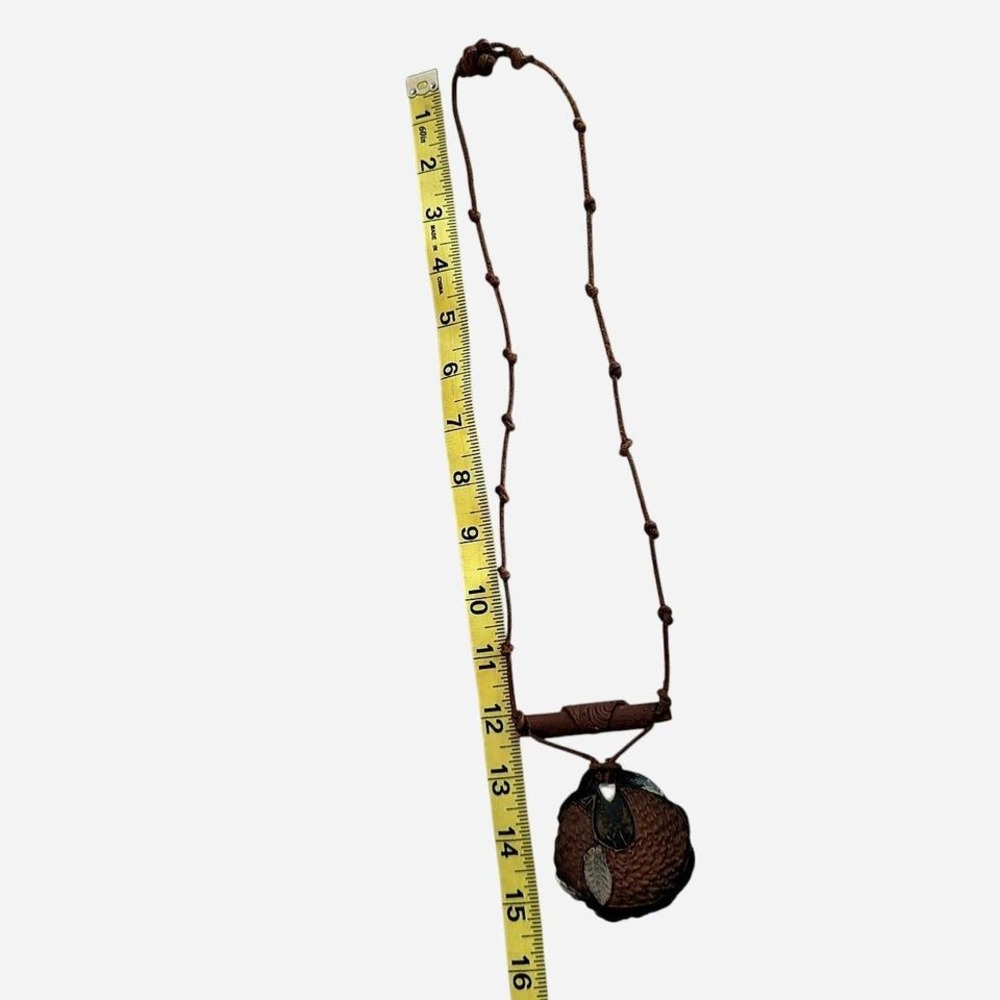 Handmade Leather Cord Clay‎ Bird Pendant Boho Folk Art Statement Necklace - Picture 4 of 4